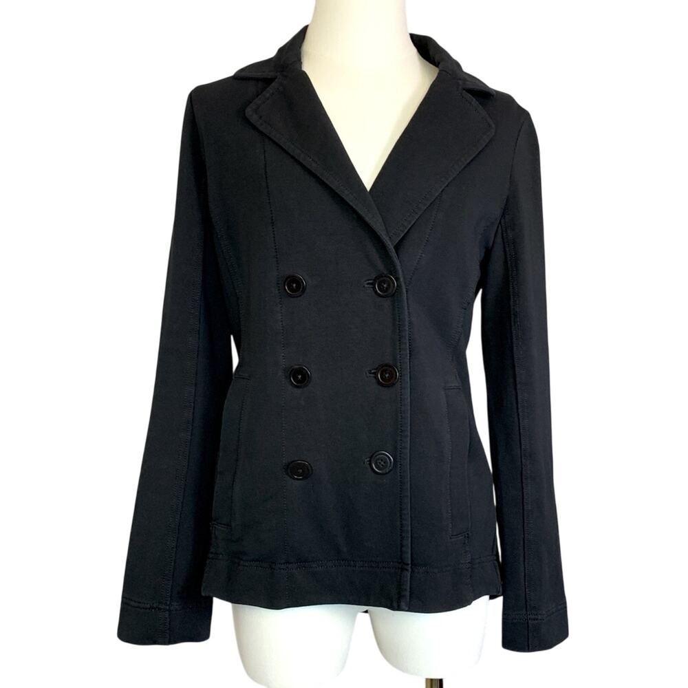 Eileen Fisher Women's Black Stretch Knit Double-Breasted Blazer Jacket Size XS